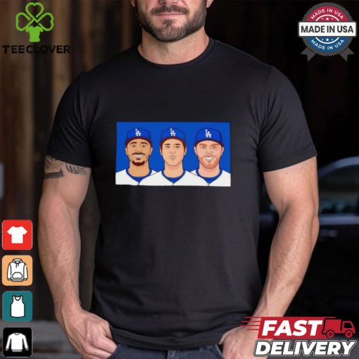 Mookie Betts Shohei Ohtani Freddie Freeman in LA Dodgers Big 3 shirt
