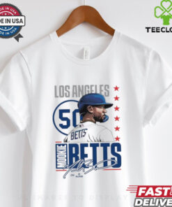 Mookie betts #50 white signature shirt