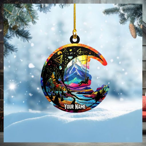 Moon And Climber Personalized Acrylic Ornament