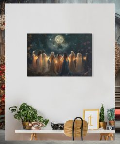 Moon Calling Magic Witchy Ritual Mythical Wall Art Print   Mystic Invocation Witch Halloween Poster Gift Gallery Wrapped Canvas Prints