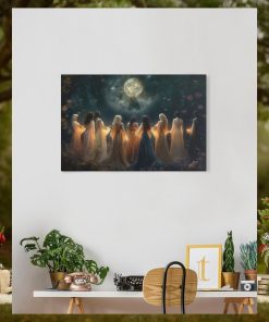 Moon Calling Magic Witchy Ritual Mythical Wall Art Print   Mystic Invocation Witch Halloween Poster Gift Gallery Wrapped Canvas Prints