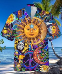 Moon Embracing The Sun Hippie Unisex 3D Full Printed Hawaiian Shirt Gift For Men And Women
