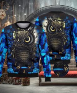 Moon Night Owl For Owl Lovers 3D Full Print Ugly Sweater Christmas Gift Sweater