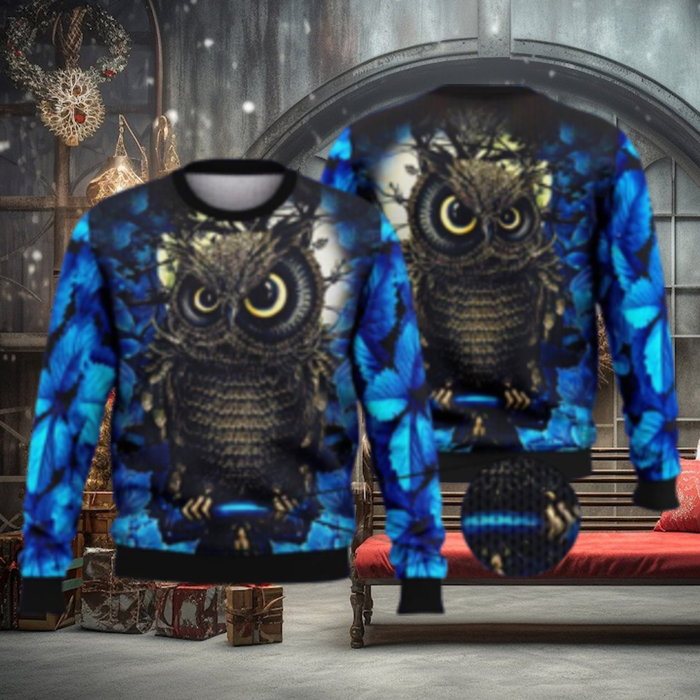 Moon Night Owl For Owl Lovers 3D Full Print Ugly Sweater Christmas Gift Sweater Moon Night Owl For Owl Lovers 3D Full Print Ugly Sweater Christmas Gift Sweater