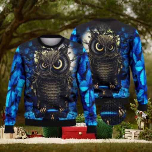 Moon Night Owl For Owl Lovers 3D Full Print Ugly Sweater Christmas Gift Sweater