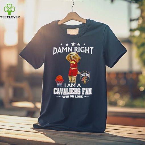 Moondog mascot damn right I am a Cavaliers fan win or lose hoodie, sweater, longsleeve, shirt v-neck, t-shirt