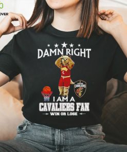 Moondog mascot damn right I am a Cavaliers fan win or lose hoodie, sweater, longsleeve, shirt v-neck, t-shirt