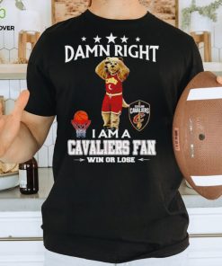 Moondog mascot damn right I am a Cavaliers fan win or lose hoodie, sweater, longsleeve, shirt v-neck, t-shirt