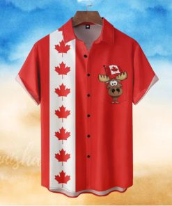 Moose Canada Day Button Casual Hawaiian Shirt