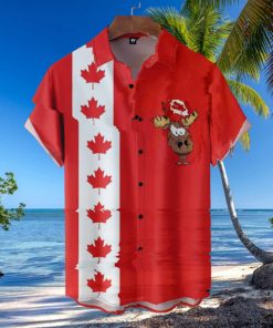 Moose Canada Day Button Casual Hawaiian Shirt