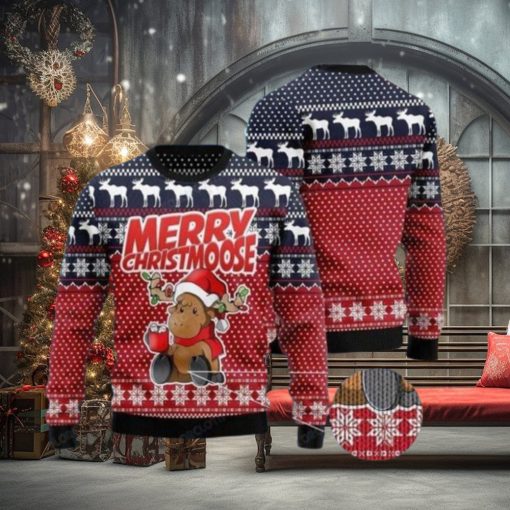 Moose Merry Ugly Christmas Sweater Style Gift For Men And Women