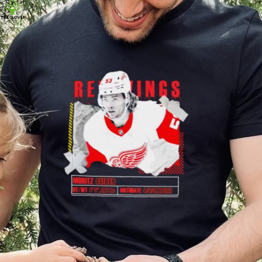 Moritz Seider number 53 Detroit Red Wings ice hockey player pose paper gift hoodie, sweater, longsleeve, shirt v-neck, t-shirt