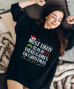 Most Likely To Play Video Game On Christmas Santa Gaming TShirt