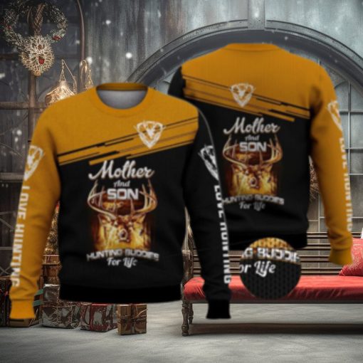 Mother And Son Huntting Buddies For Life Deer 3D Full Print Ugly Sweater Christmas Gift Sweater