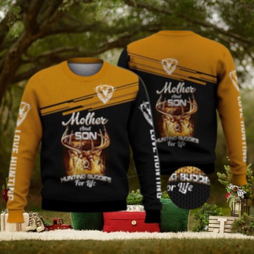 Mother And Son Huntting Buddies For Life Deer 3D Full Print Ugly Sweater Christmas Gift Sweater