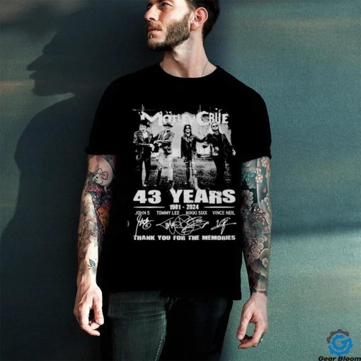 Motley Crue 43 Years 1981 2024 Thank You For The Memories Signature Long Sleeve T Shirt
