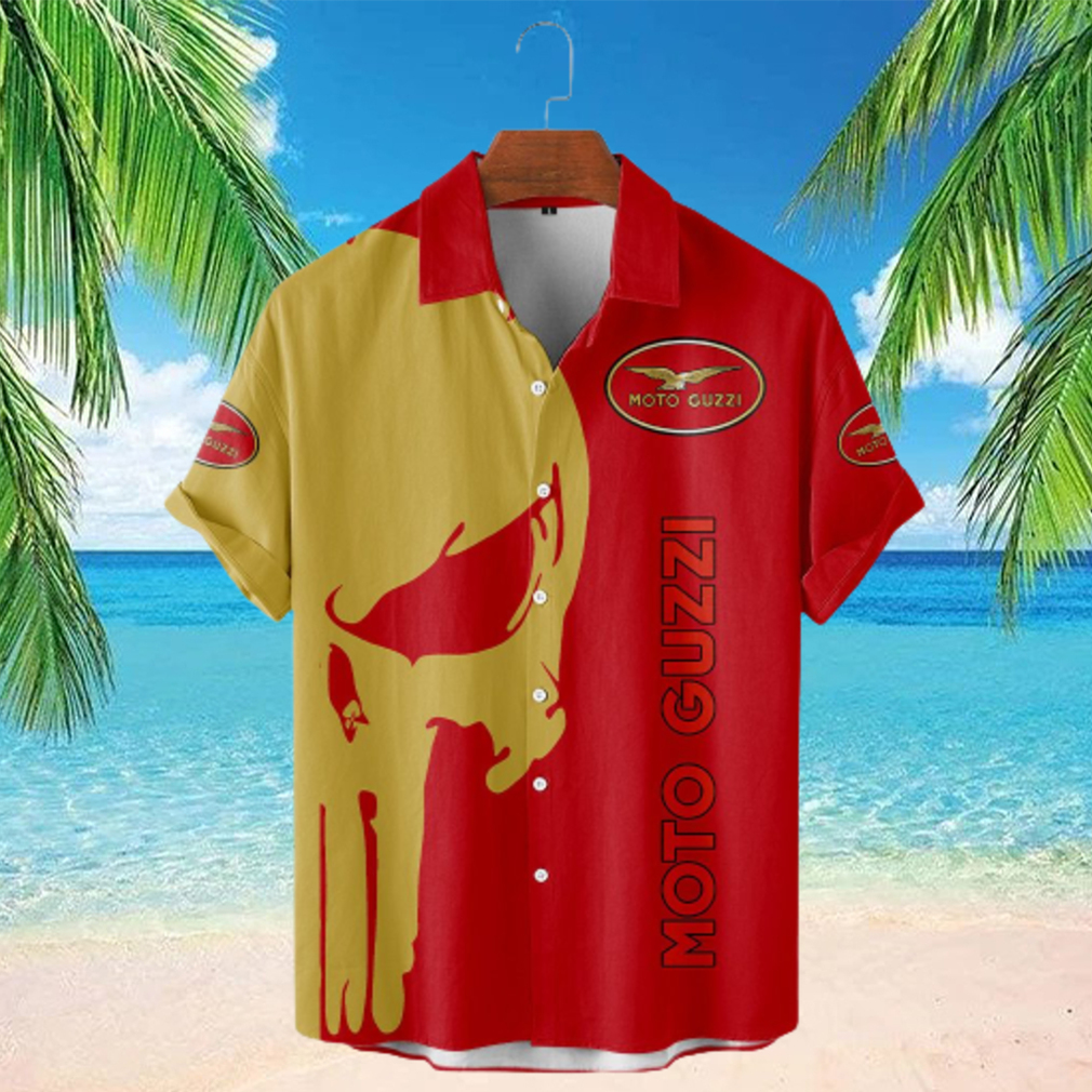 Moto Guzzi Punisher Skull Short Sleeve Hawaiian Shirt Moto Guzzi Punisher Skull Short Sleeve Hawaiian Shirt