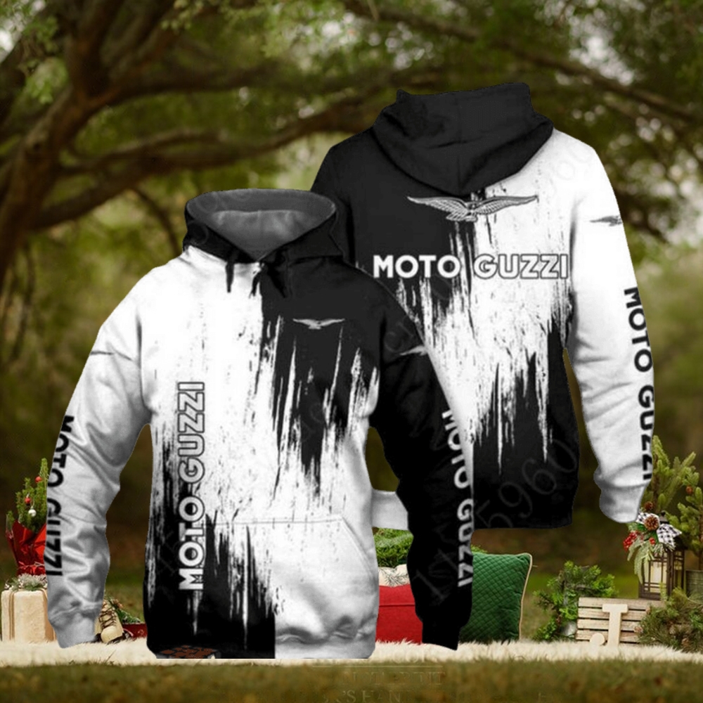 Moto Guzzi White Black Pullover Hoodie Moto Guzzi White Black Pullover Hoodie