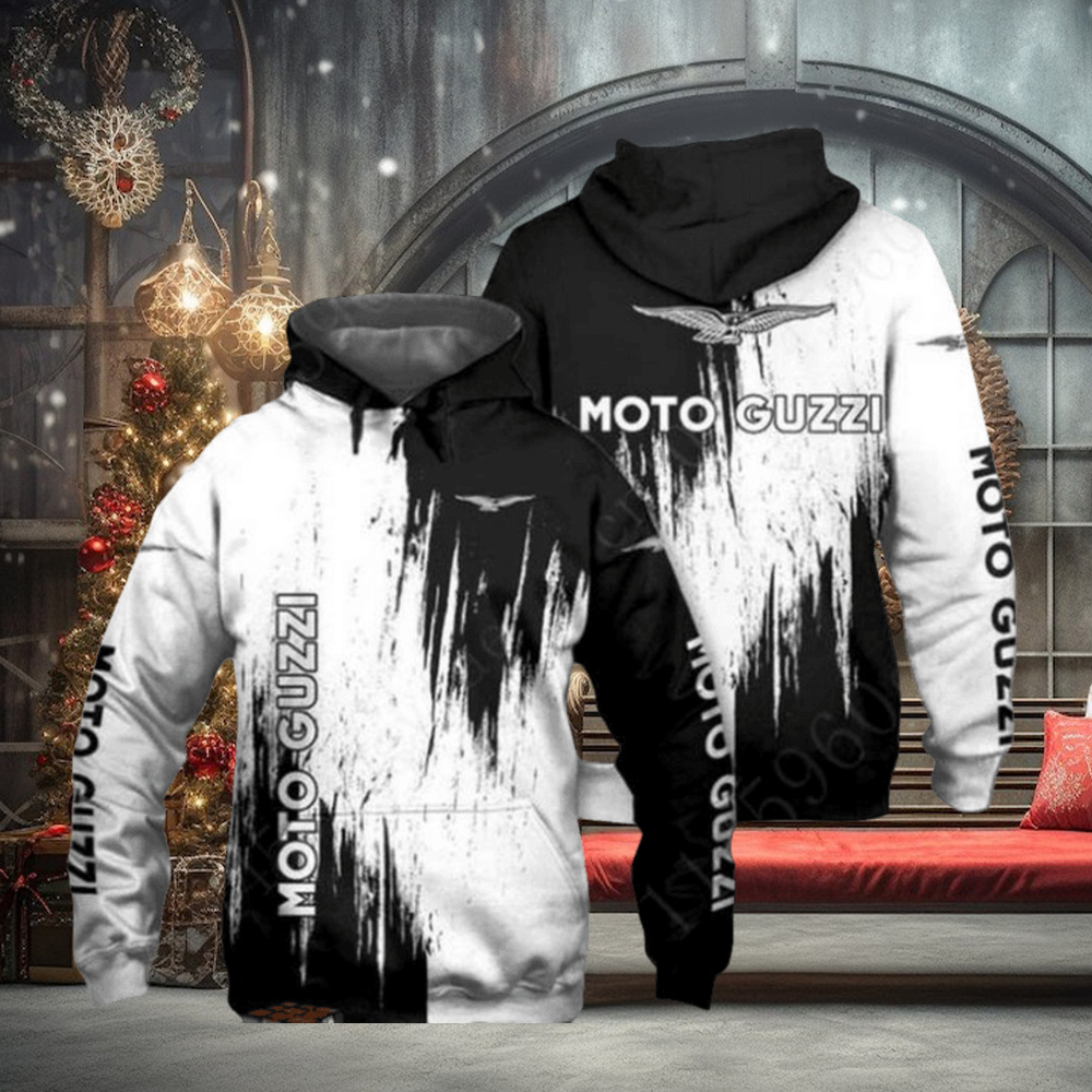 Moto Guzzi White Black Pullover Hoodie Moto Guzzi White Black Pullover Hoodie