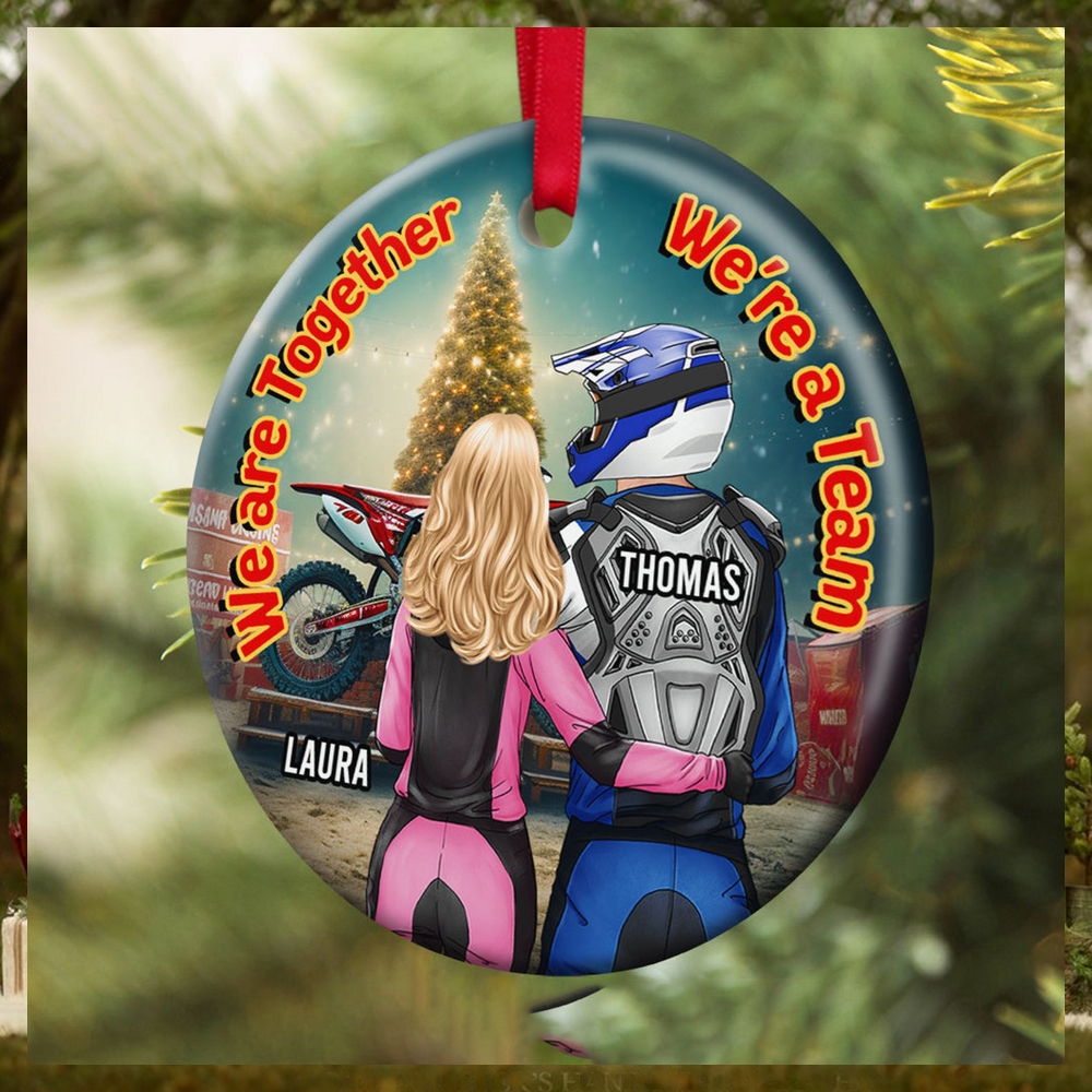 Motocross Couple We’re Together We’re A Team, Personalized Ornament, Gifts For Couple Motocross Couple We’re Together We’re A Team, Personalized Ornament, Gifts For Couple