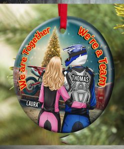 Motocross Couple We’re Together We’re A Team, Personalized Ornament, Gifts For Couple