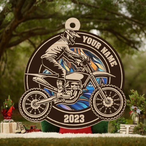 Motocross Racing Personalized Suncatcher Ornament