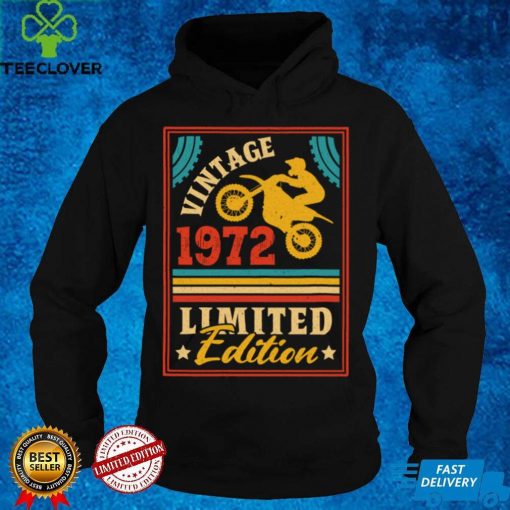 Motorcycle 50th Birthday Men Vintage 1972 Biker Motocross Long Sleeve T Shirt
