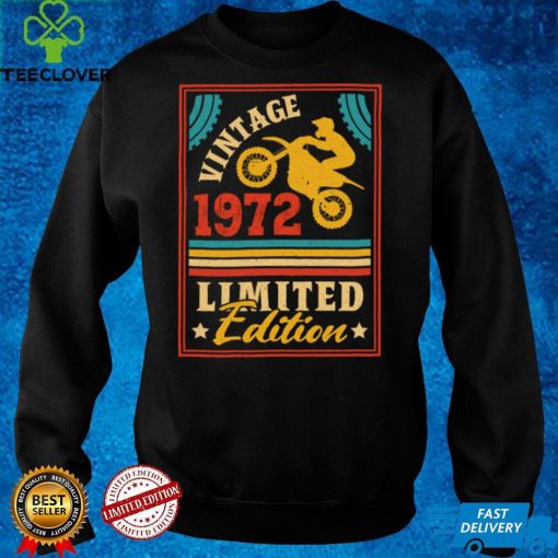 Motorcycle 50th Birthday Men Vintage 1972 Biker Motocross Long Sleeve T Shirt