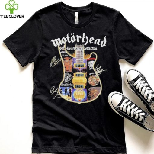 Motörhead Rock band 50th anniversary collection guitar signatures shirt