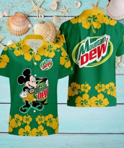 Mountain Dew Mickey Mouse Hibicus Flower Gift Hawaiian Set Shirt