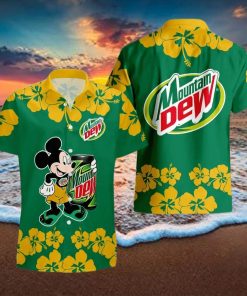 Mountain Dew Mickey Mouse Hibicus Flower Gift Hawaiian Set Shirt