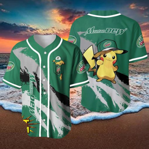 Mountain Dew Pikachu Pokemon Lover 3D Baseball Jersey Shirt