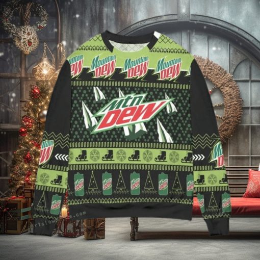Mountain Dew Pine Tree Snowflake Christmas Ugly Sweater Party