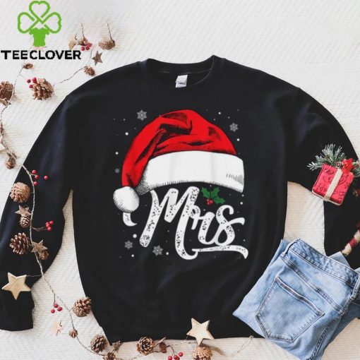 Mrs And Mr Santa Hat Christmas Couples Matching Funny Xmas Shirt