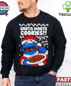 Muppet Santa wants Cookie monster ugly Christmas shirt