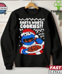 Muppet Santa wants Cookie monster ugly Christmas shirt