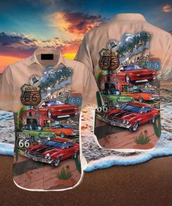 Muscle Cars Vintage Retro Route 66 Hawaiian Shirt Aloha Casual Shirt For Men And Women