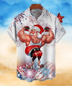 Muscle Santa Claus Hawaiian Shirt, Fitness Santa Hawaii Shirt