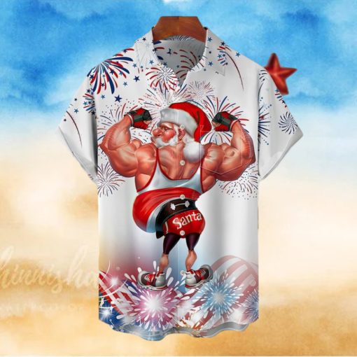 Muscle Santa Claus Hawaiian Shirt, Fitness Santa Hawaii Shirt