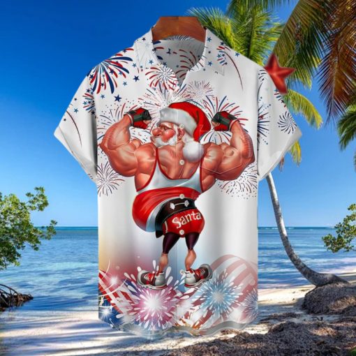 Muscle Santa Claus Hawaiian Shirt, Fitness Santa Hawaii Shirt