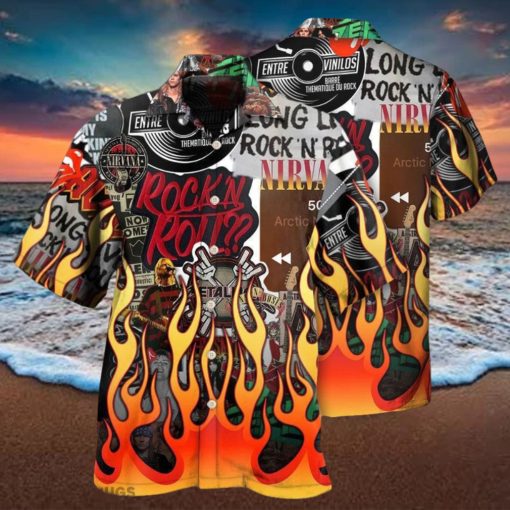 Music Rock Music Red Flame Hawaiian Shirt Aloha Casual Shirt For Men And Women