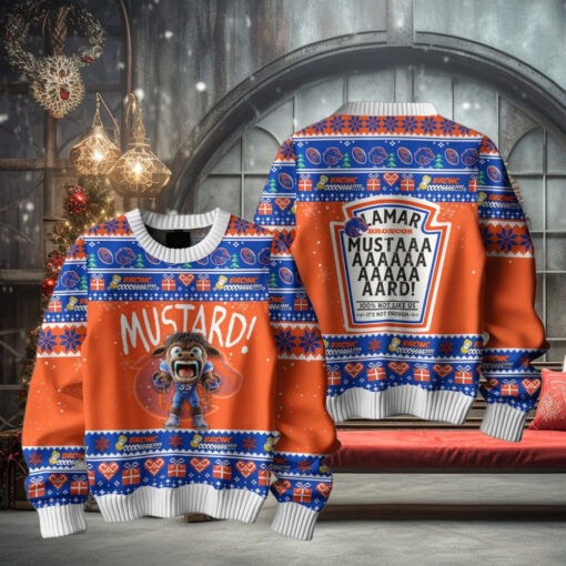 Mustard Denver Broncos For Fan Ugly Sweater