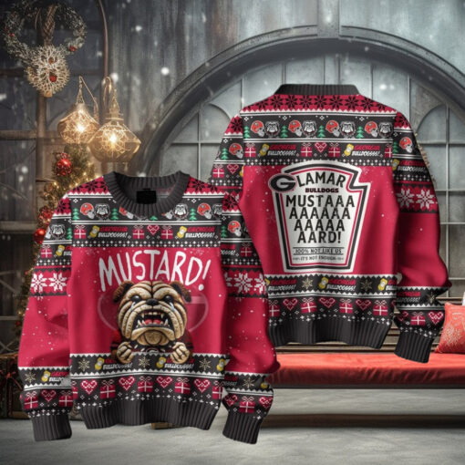 Mustard Georgia Bulldogs For Fan Ugly Sweater
