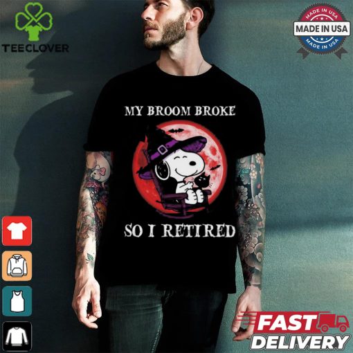My Broom Broke So I Retired Snoopy Halloween T Shirt