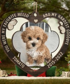 My Favorite Hello And My Hardest Goodbye Personalized Custom Heart Shaped Wood Christmas Ornament