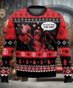 My Heart Beats For You Deadpool Ugly Christmas Sweater