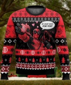 My Heart Beats For You Deadpool Ugly Christmas Sweater