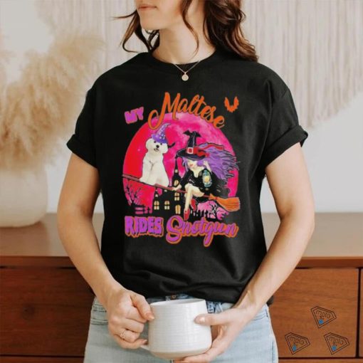 My Maltese Rides Shotgun Halloween Dog Witch On Broomstick Happy Halloween 2023 Shirt