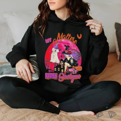 My Maltese Rides Shotgun Halloween Dog Witch On Broomstick Happy Halloween 2023 Shirt