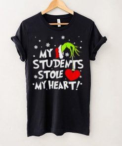 My Students Stole My Heart Teacher Christmas Grinch Hand T Shirt